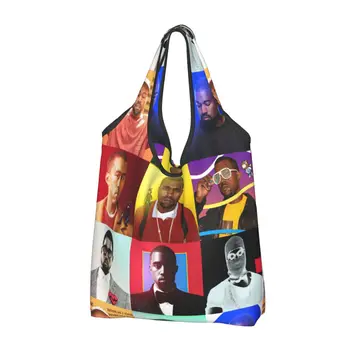 Популярный певец Канье Уэст, коллаж, сумки для покупок, женская забавная сумка для покупок через плечо, сумки большой емкости