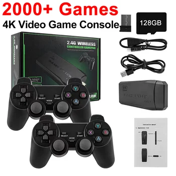 Портативная игровая приставка M8 128 ГБ видеоигры с разрешением 4K HD Двойной беспроводной контроллер для 20000 ретро-игр Детский рождественский подарок