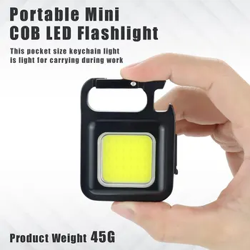 Портативный Мини-COB LED Фонарик Многофункциональный Брелок Для Ключей USB Перезаряжаемые Аварийные Лампы Для Ремонтных Работ На Открытом Воздухе Кемпинга