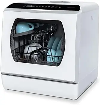 Посудомоечная машина со столешницей, 5 программ стирки Портативная посудомоечная машина со встроенным резервуаром для воды объемом 5 литров за стеклянной дверцей