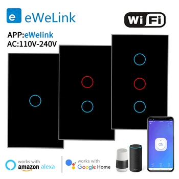 Приложение eWeLink Wifi smart switch Bluetooth RF Alexa Google voice control Нейтральный провод / Без нейтрального провода Установить сенсорный выключатель света