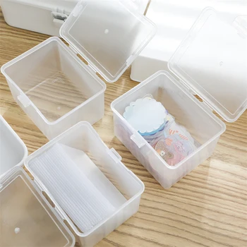 Прозрачная пластиковая коробка с пряжкой Держатель для фотокарточек Коробка для хранения Органайзер Контейнер Футляр для ювелирных изделий Упаковочный футляр для хранения канцелярских принадлежностей