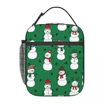 Рождественская сумка для ланча в виде снеговика с плечевым ремнем Многоразовый контейнер для ланча для пикника Работы школы