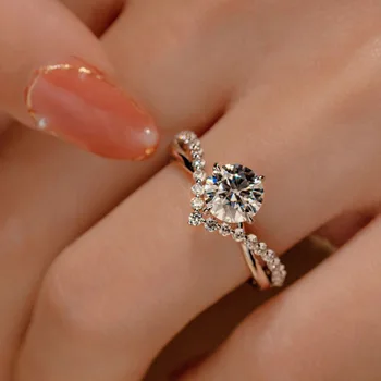 Роскошные женские наборы колец с большим цирконием, Обручальные кольца серебристого цвета Для женщин, Очаровательное свадебное открытое кольцо с маленьким белым круглым камнем