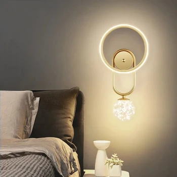 Роскошный Светодиодный настенный светильник Nordic, Золотые прикроватные лампы для чтения, Креативное фоновое освещение в главной спальне, Украшения для прохода, бра