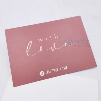 Роскошный изготовленный на заказ логотип из фольги с тиснением розовым золотом, хлопчатобумажная бумажная открытка, благодарственная открытка