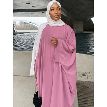 Свободные фиолетовые мусульманские абайи для женщин, платье в Рамадан, кимоно, удобная повседневная одежда в Саудовской Аравии, популярная одежда в Марокко