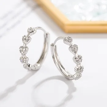 Серьги-кольца с кристаллами Y2K Love Heart для женщин, свадебные украшения eh399