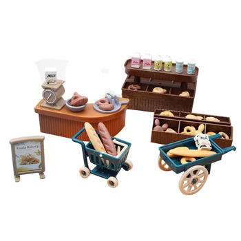 Симпатичная мини-Пекарня, Имитирующая магазин, Тележка для молока и хлеба, Детские Игрушки для игр в доме, Украшение