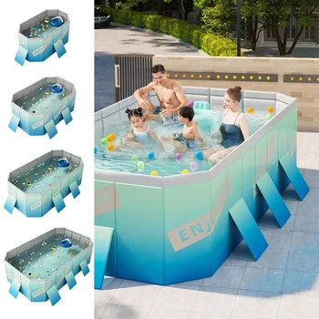 Складной бассейн длиной 3 м, не надувной, складной, утолщенный, износостойкий, Большие игровые бассейны на открытом воздухе, Семейная игрушка для купания в ванне