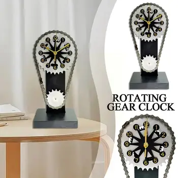 Стимпанк Часы Вращающаяся Шестерня Часы Кварцевые Часы Металлический Будильник Домашние Часы Декор Настенные Украшения Настольные Часы Gear Craft W8B6