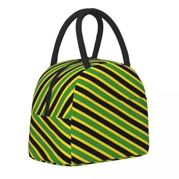 Сумка для ланча с флагом Ямайки для ребенка, ланч-бокс с полосатым принтом, эстетическая дорожная сумка-холодильник, портативные Оксфордские термосумки для ланча