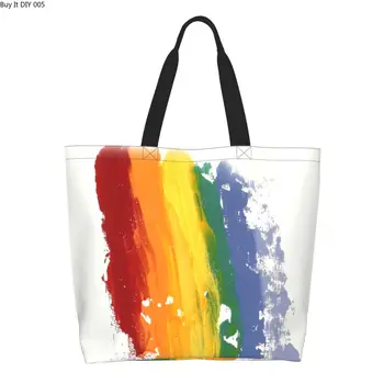 Сумка для покупок в продуктовых магазинах LGBT Rainbow с забавным принтом, холщовая сумка для покупок, сумки через плечо, большая вместительная прочная сумка для гей-парада