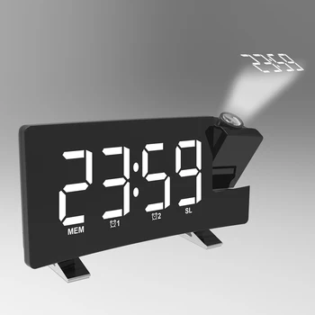 Таймер будильника с функцией повтора FM-радио USB Проекционная подсветка Цифровые светодиодные часы с вращающейся подсветкой проектора