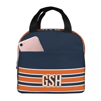 Термоизолированная сумка для ланча в полоску в стиле Chicago Bears, утепленная сумка для бенто, Многоразовая сумка для бенто, Большая сумка-тоут для ланча