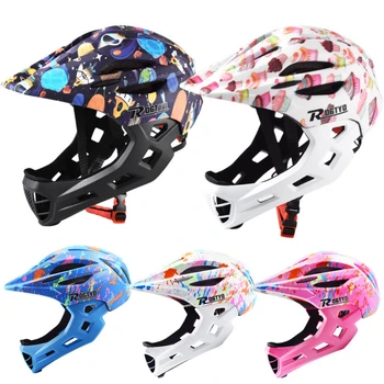 Удобный велосипедный шлем Для занятий спортом на открытом воздухе, Детские велосипедные шлемы с полным лицом, Противоударные Велосипедные шлемы для горной езды, Аксессуары для велосипедных шлемов