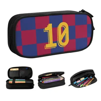 Футбольный пенал Kawaii Messi 10 для мальчиков и девочек, большая сумка для хранения футбольных карандашей, школьные принадлежности