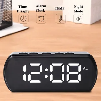 Цифровой будильник, температурный повтор, настольные часы, ночной режим 12/24 часа, USB-светодиодные часы для спальни, гостиной, украшения дома