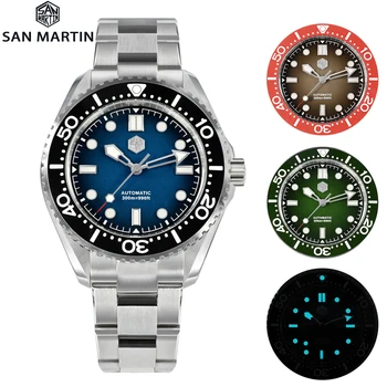 Часы для дайвинга San Martin Helium Device для en NH35, автоматические механические винтажные часы, водонепроницаемые наручные часы с градиентным циферблатом, 300 м