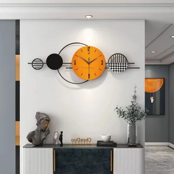 Часы современного дизайна, высококачественные настенные часы для гостиной, Фоновая роспись стен, Бесшумные настенные часы, украшение дома