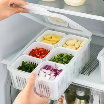 Ящик для хранения холодильника 4/6 Отсеков Ящик для хранения продуктов, овощей и фруктов Органайзер для холодильника Кухонный контейнер для хранения