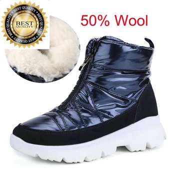 зимние женские Новые ботинки 2023, короткий стиль, 50% натуральная шерсть, нескользящие водонепроницаемые зимние женские модные ботильоны